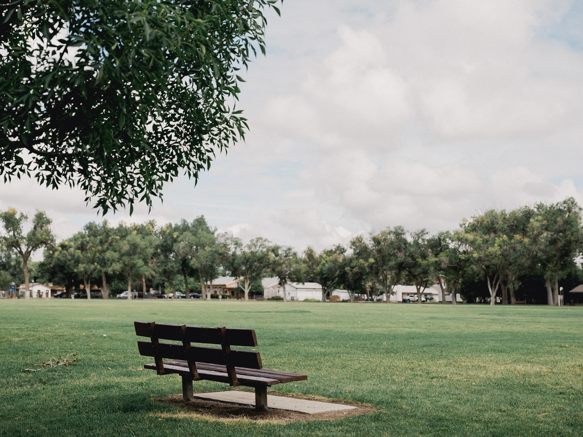 Park bench in Alamosa, Colorado